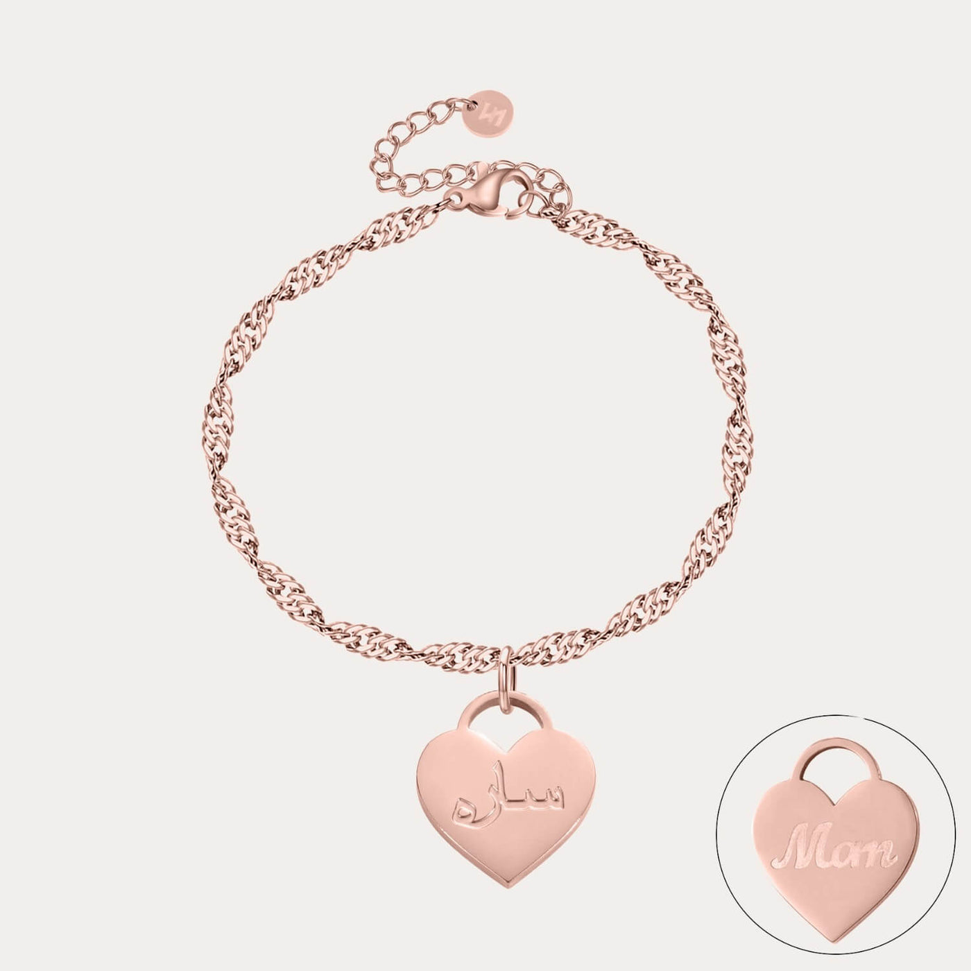 Custom Engraved Heart Double-Sided Bracelet