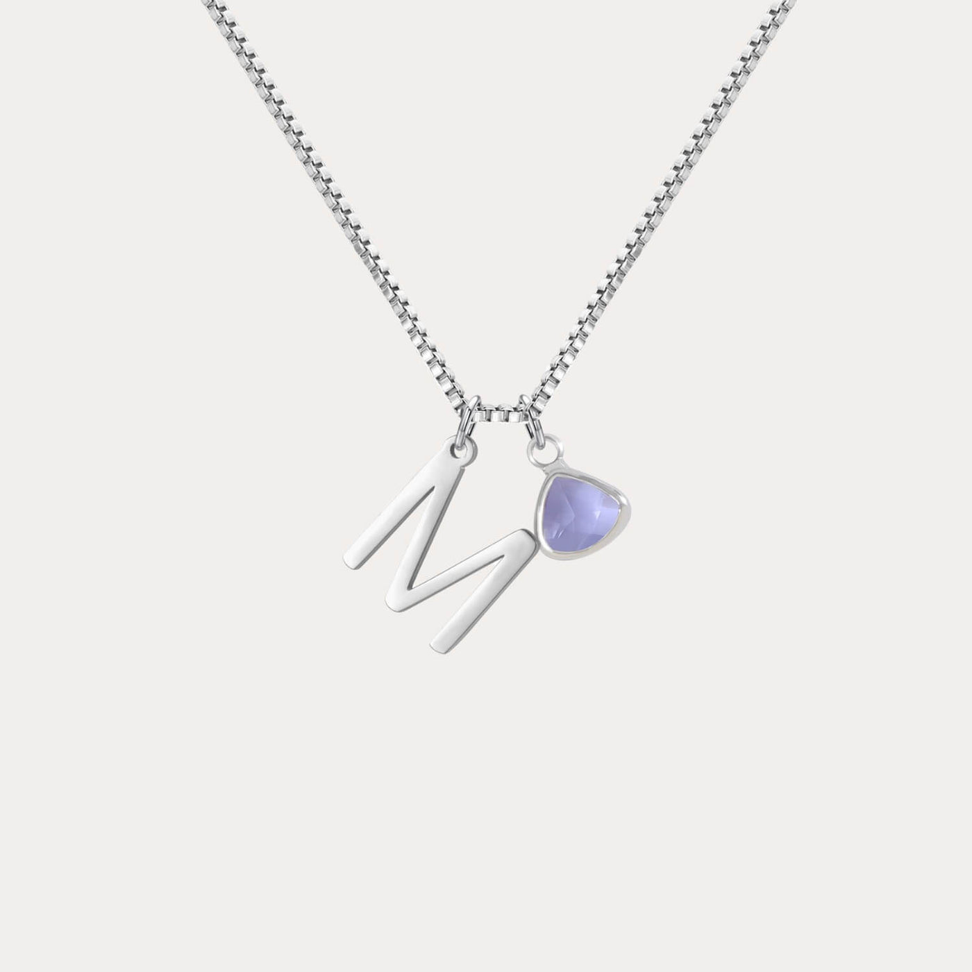 Custom Initial Birthstone Crystal Necklace