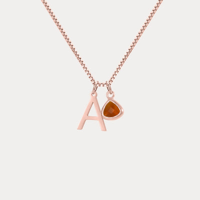 Custom Initial Birthstone Crystal Necklace