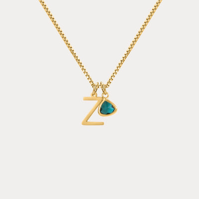 Custom Initial Birthstone Crystal Necklace