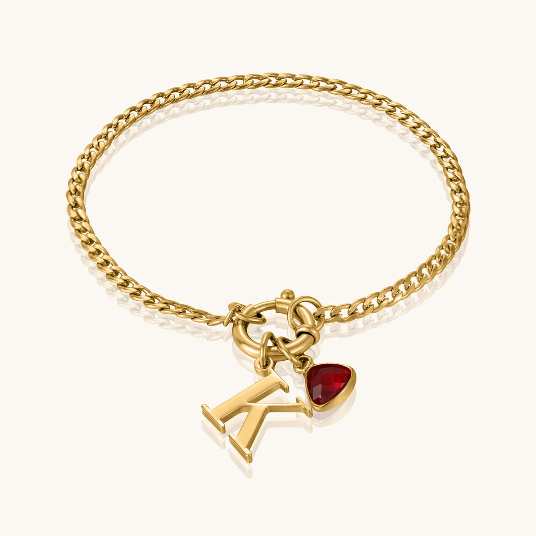 Custom Initial Birthstone Bracelet