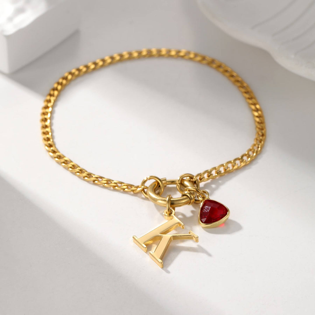 Custom Initial Birthstone Bracelet