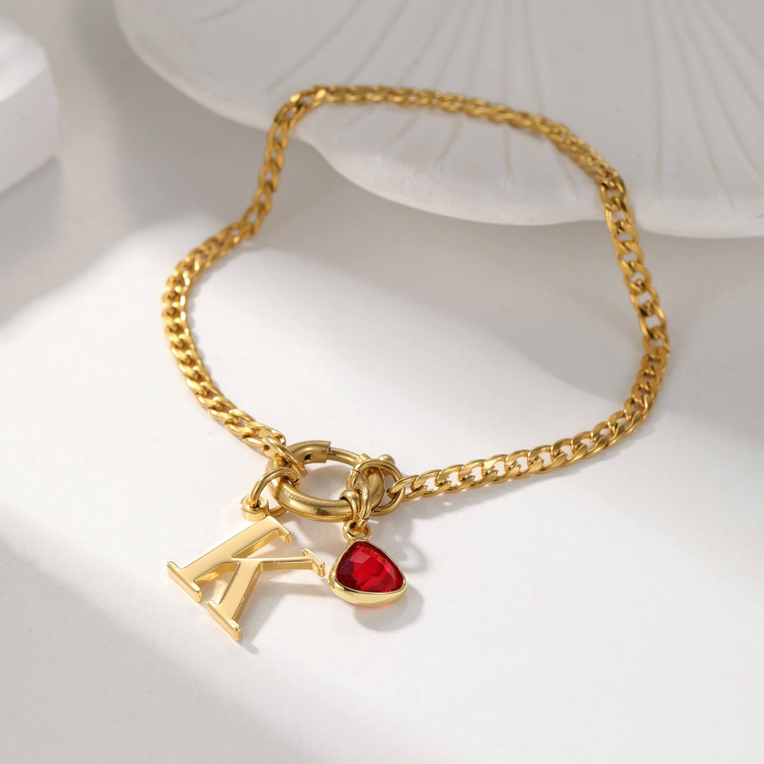 Custom Initial Birthstone Bracelet