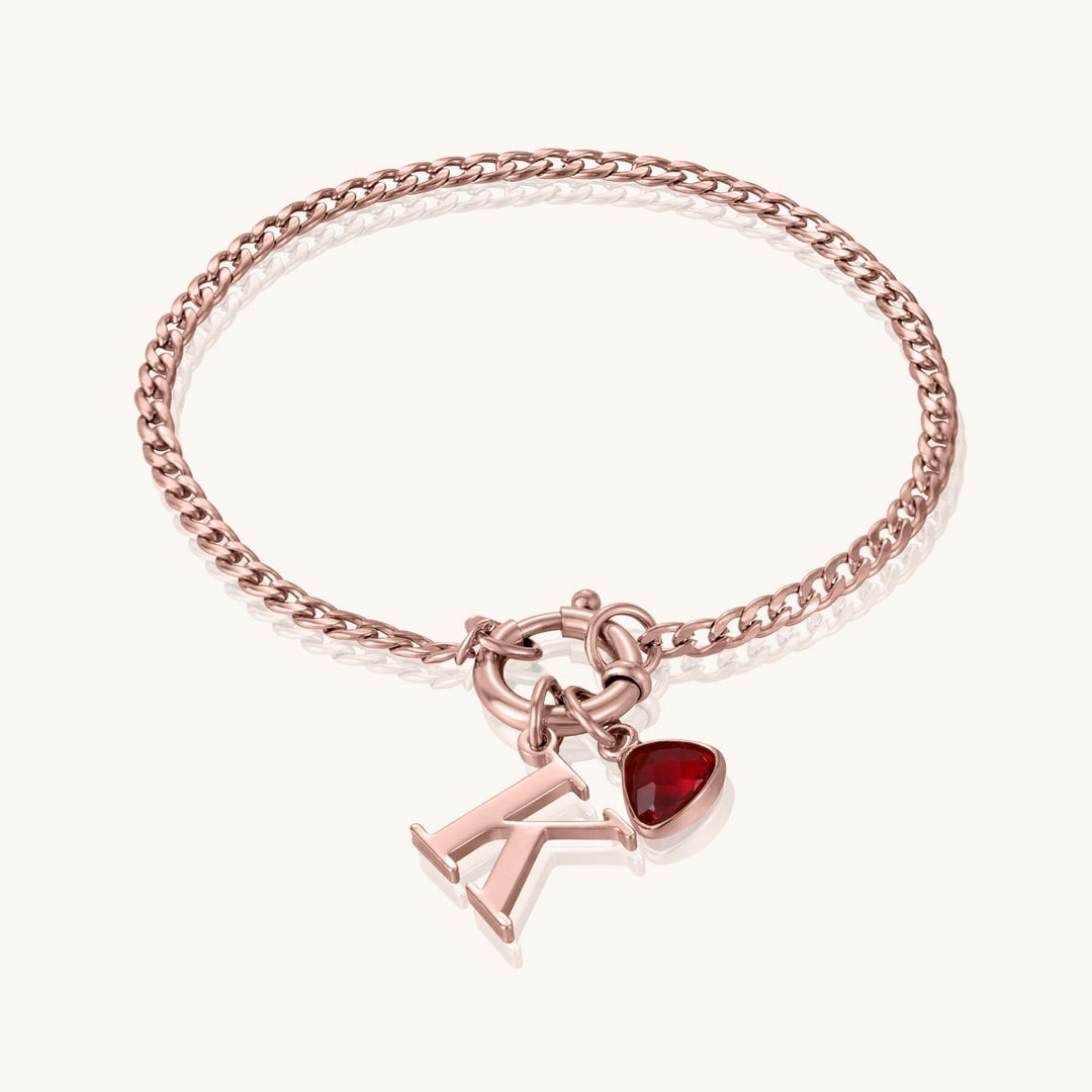 Custom Initial Birthstone Bracelet