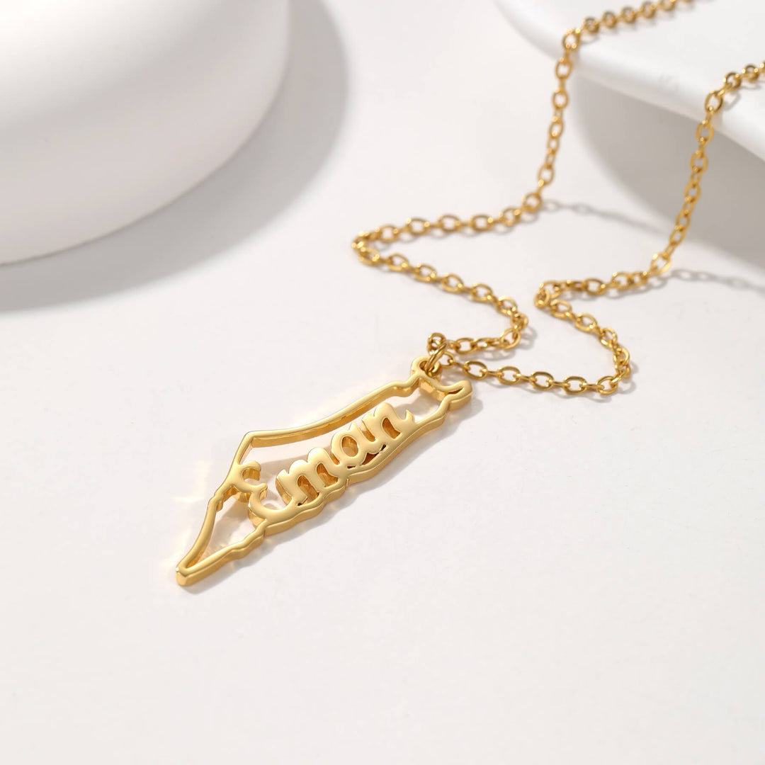 Custom Map Name Necklace | Palestine