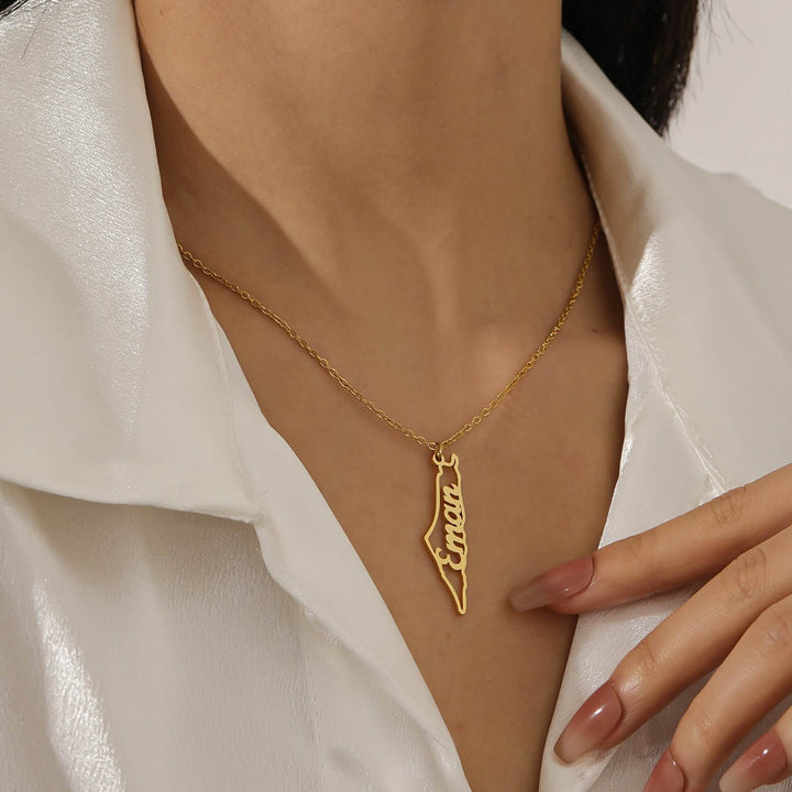 Custom Map Name Necklace | Palestine