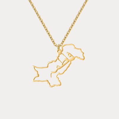 Custom Map Name Necklace | Pakistan