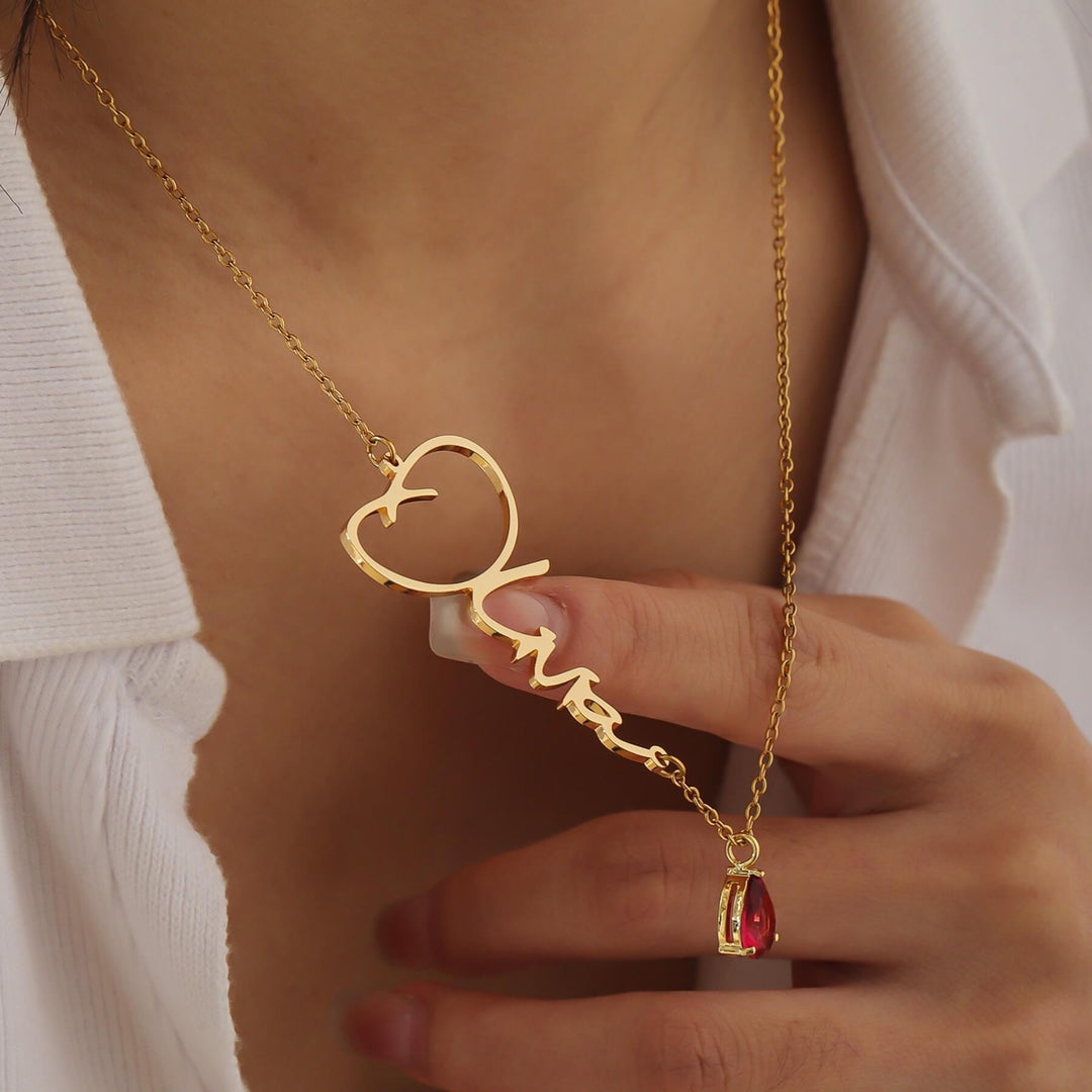 Custom Signature Birthstone Necklace