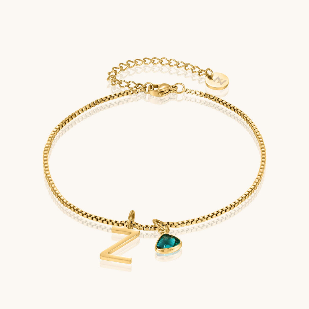 Custom Initial Birthstone Anklet
