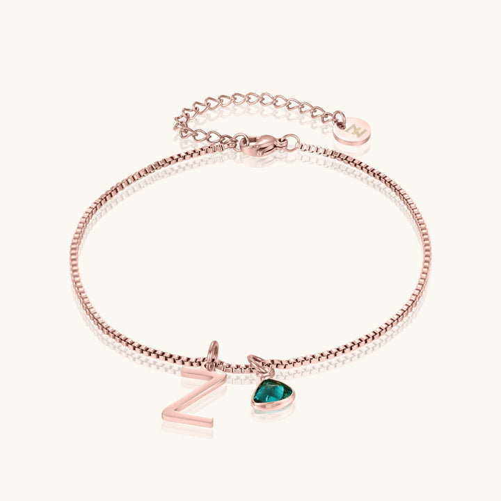 Custom Initial Birthstone Anklet