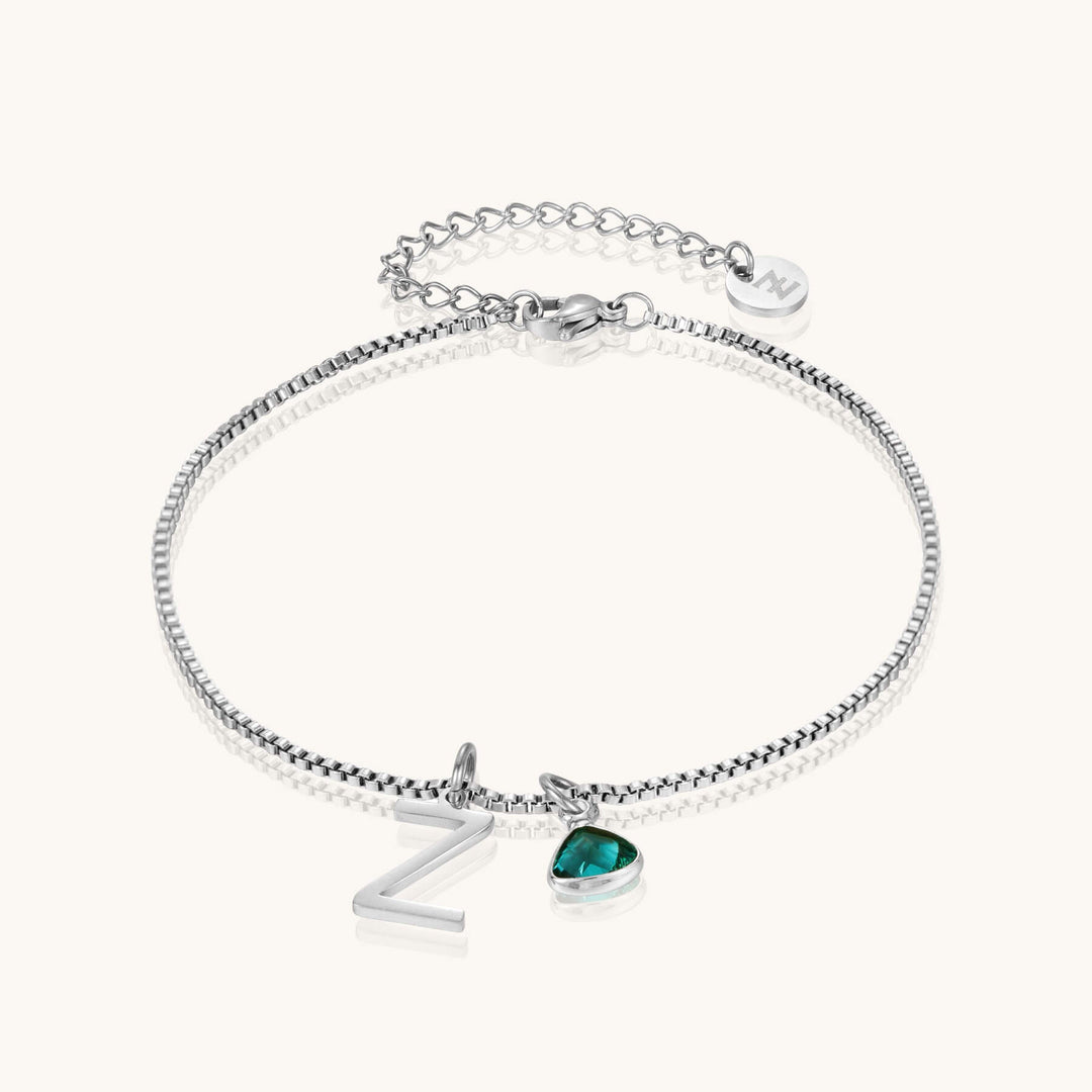 Custom Initial Birthstone Anklet