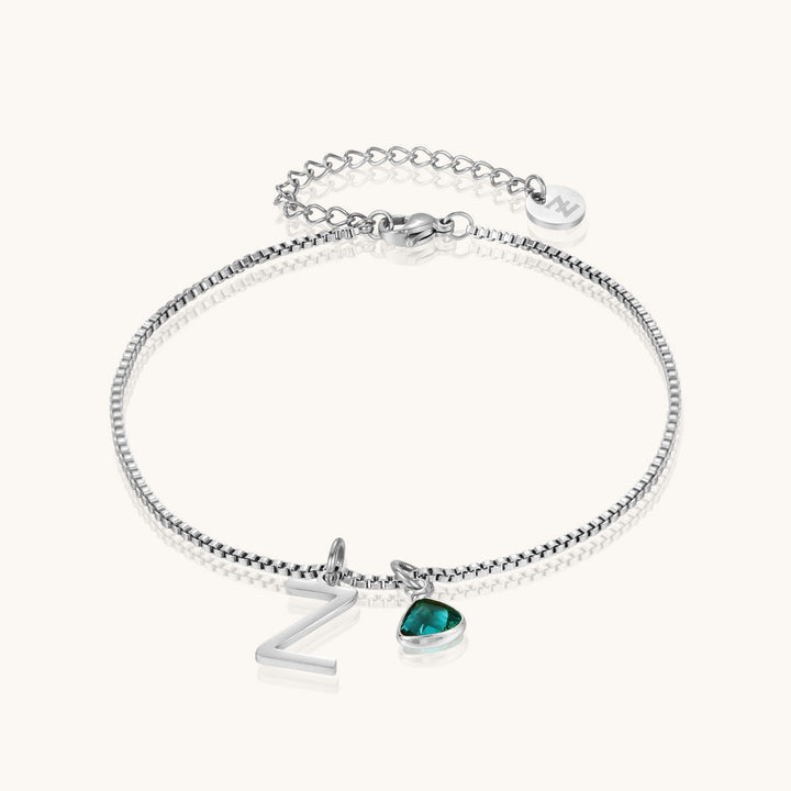 Custom Initial Birthstone Anklet