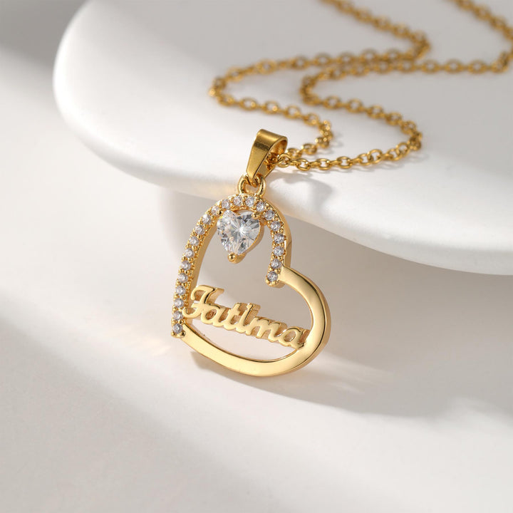 Custom Crystal Heart Name Necklace
