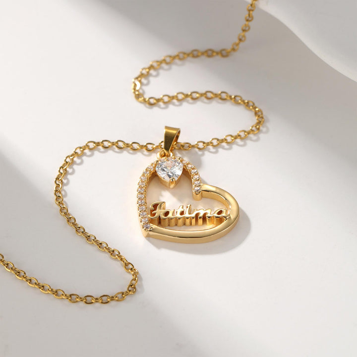 Custom Crystal Heart Name Necklace
