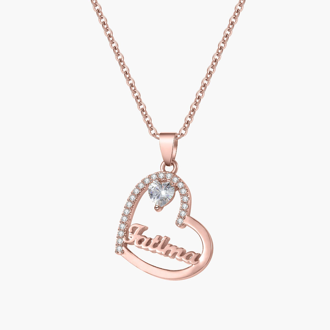 Custom Crystal Heart Name Necklace