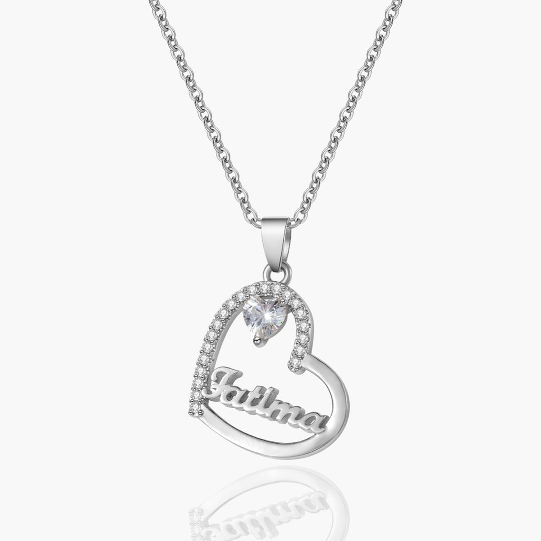 Custom Crystal Heart Name Necklace