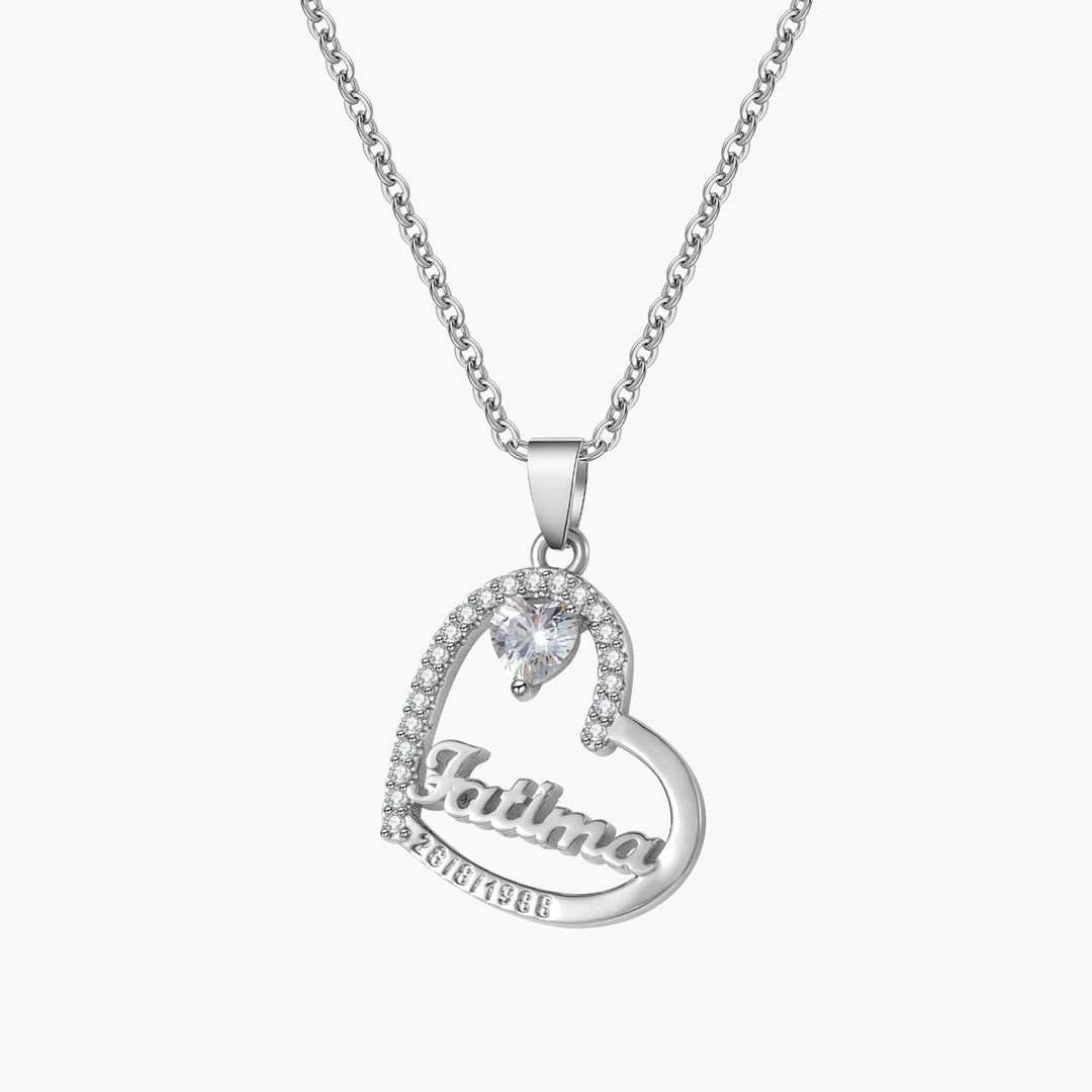 Custom Crystal Heart Name Necklace