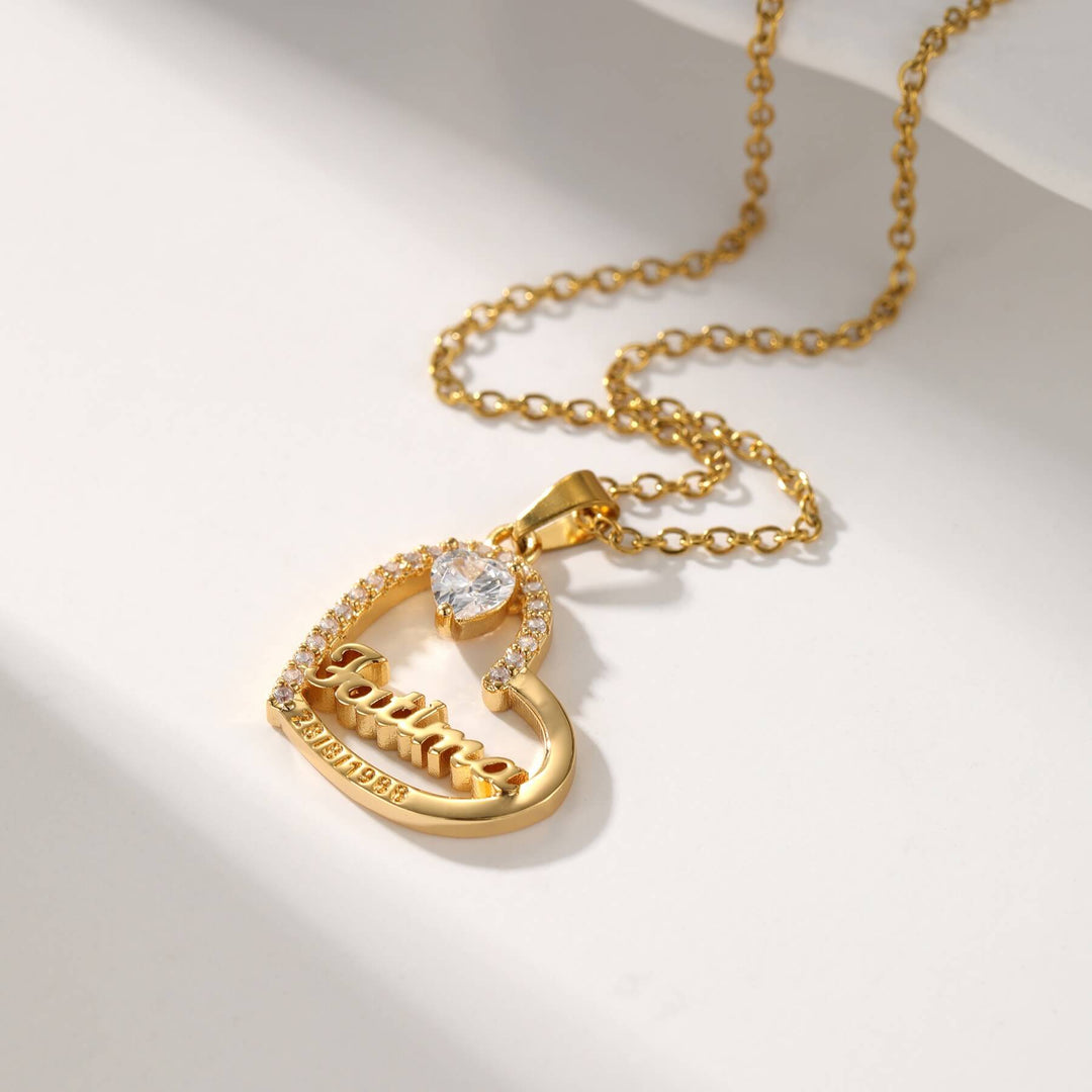 Custom Crystal Heart Name Necklace