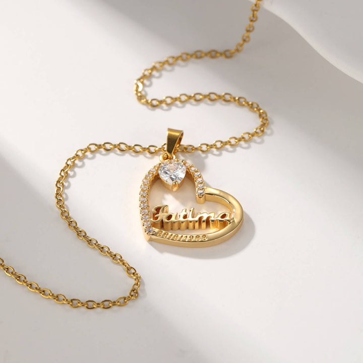 Custom Crystal Heart Name Necklace