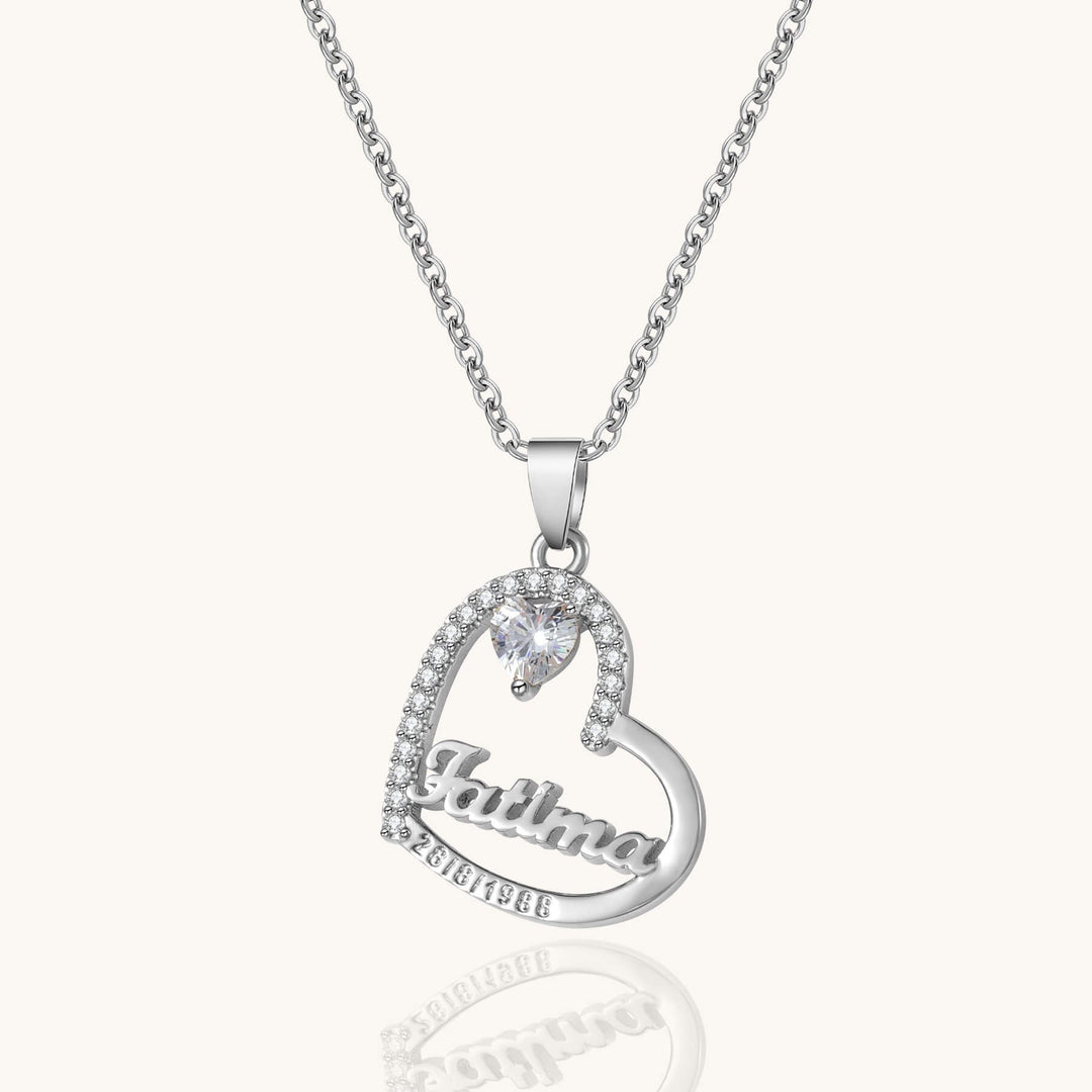 Custom Crystal Heart Name Necklace