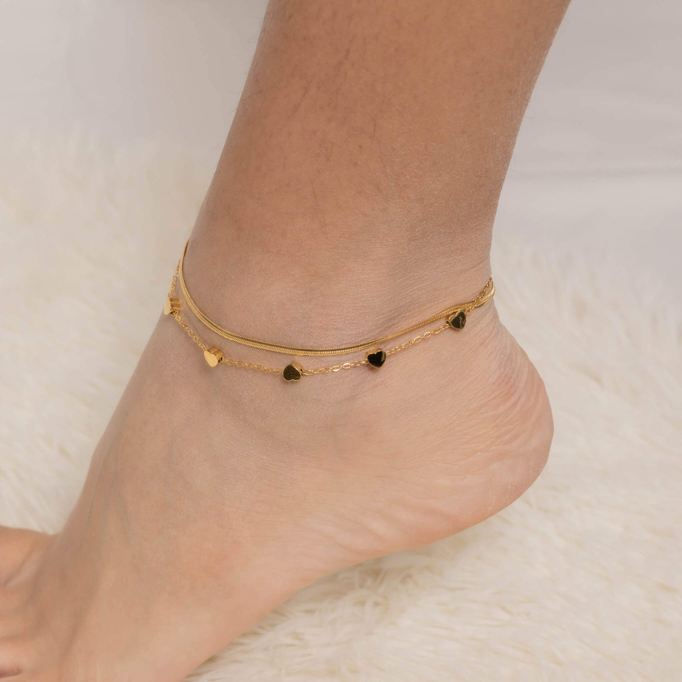 Layered Hearts Anklet