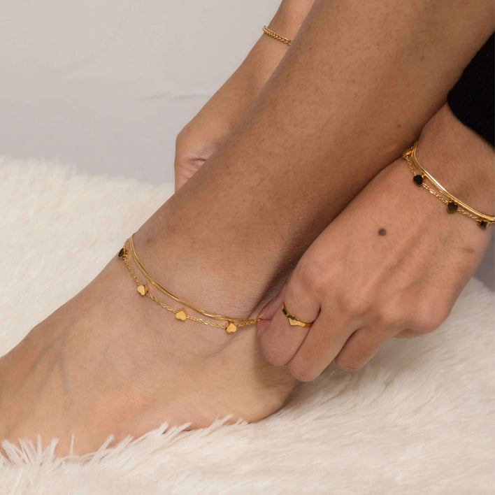 Layered Hearts Bracelet + Anklet | Bundle