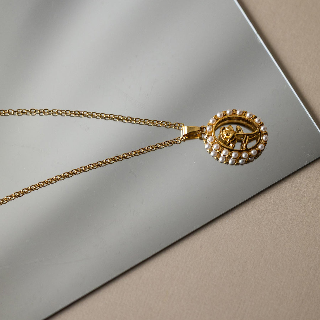 Pearl Enchanted Rose Necklace