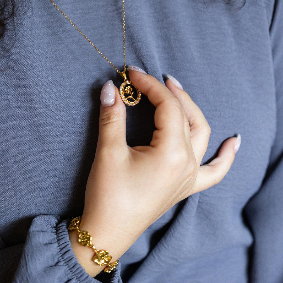 Pearl Enchanted Rose Necklace