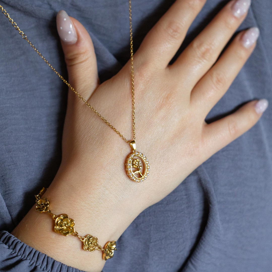 Pearl Enchanted Rose Necklace