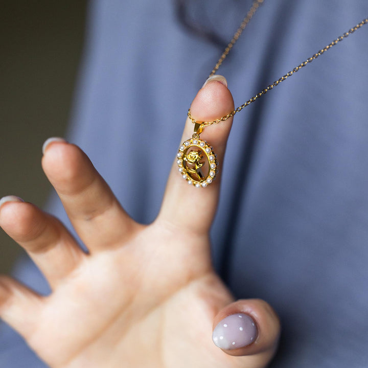 Pearl Enchanted Rose Necklace