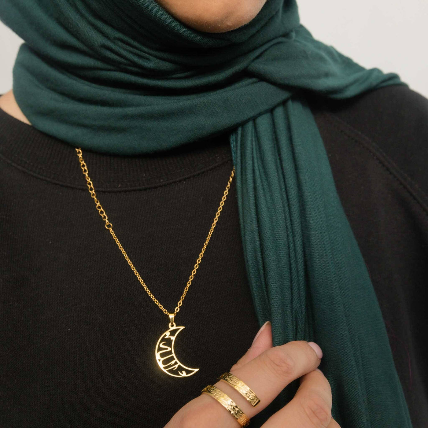 Allah moon Calligraphy Necklace