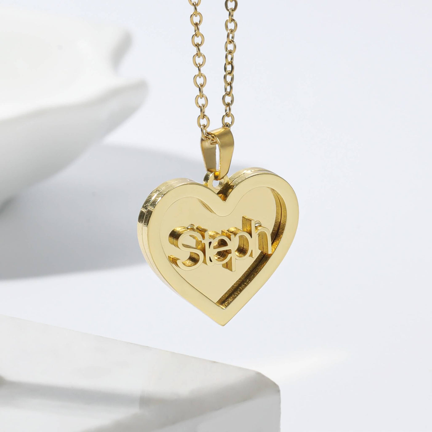 Personalized Solid Heart Name Necklace