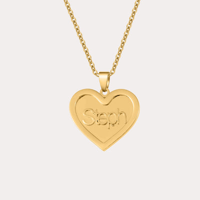 Personalized Solid Heart Name Necklace