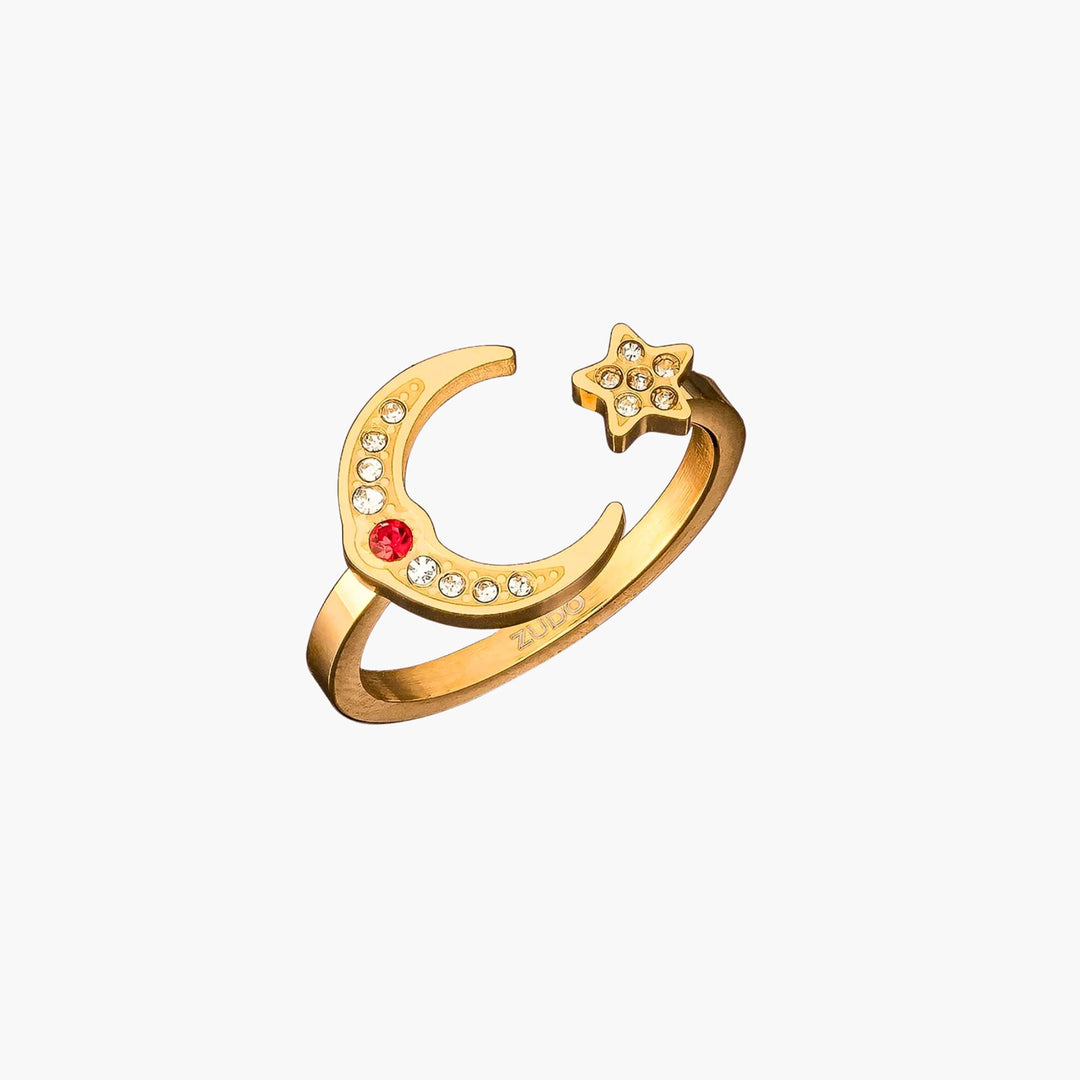 Star & Moon Ring | Birthstone