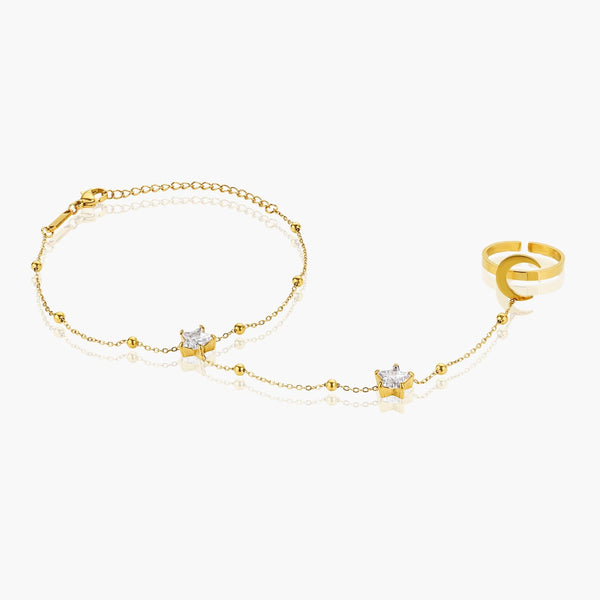 Star & Moon Hand Chain Bracelet
