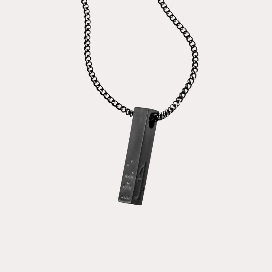 ZUDOBrailleBarNecklace_UniversalLove-MatteBlack