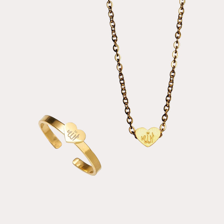 Allah Heart Necklace + Ring | Bundle