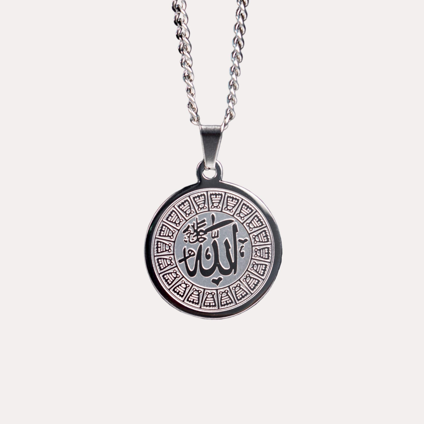 ZUDO-Allah-Medallion-Necklace-silver-thick-curb-chain