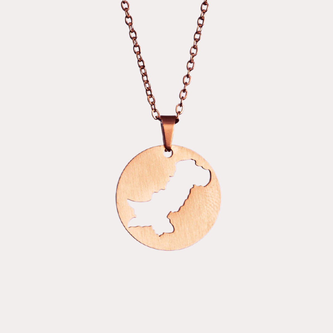 Gold Color Pakistan Map Pendant Necklace - 24K Gold Plated Brass Jewelry Gift