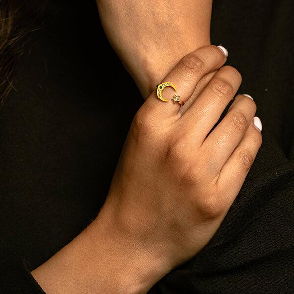 ZUDO-Star Moon Ring Birthstone