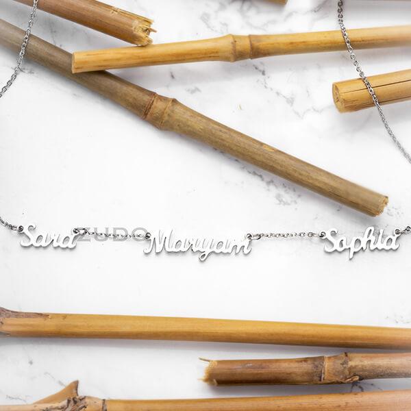ZUDO custom triple name necklace