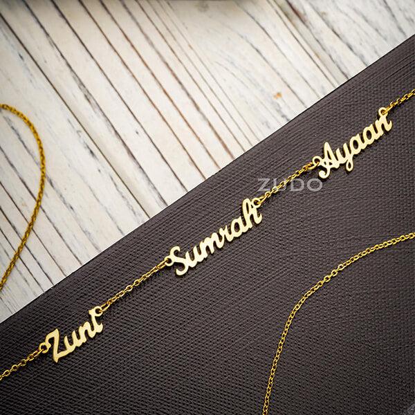 ZUDO custom triple name necklace