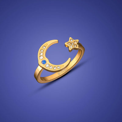 Star & Moon Ring | Birthstone
